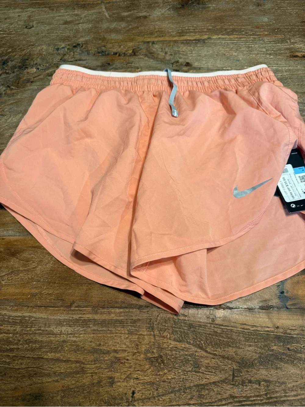 Nike Women's Tempo LX 3” Short Peach Athletic Shorts with Silver Swoosh